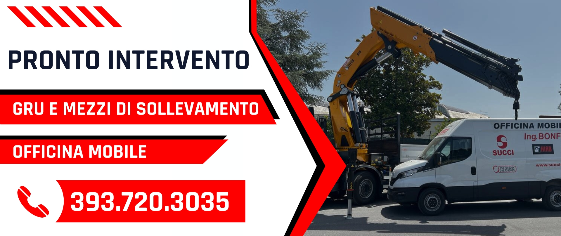 Pronto intervento gru e mezzi di sollevamento, officina mobile SUCCI